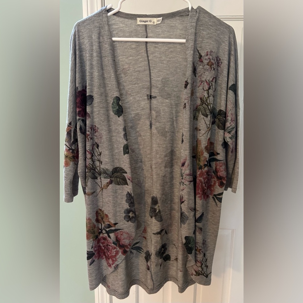 Women’s Large Ginger G Floral Open Cardigan